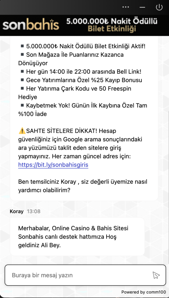 Sonbahis Canlı Destek